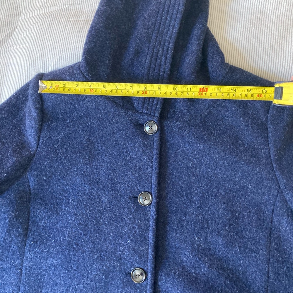 LANDS END Navy Hooded Wool Button Coat - Picture 9 of 9